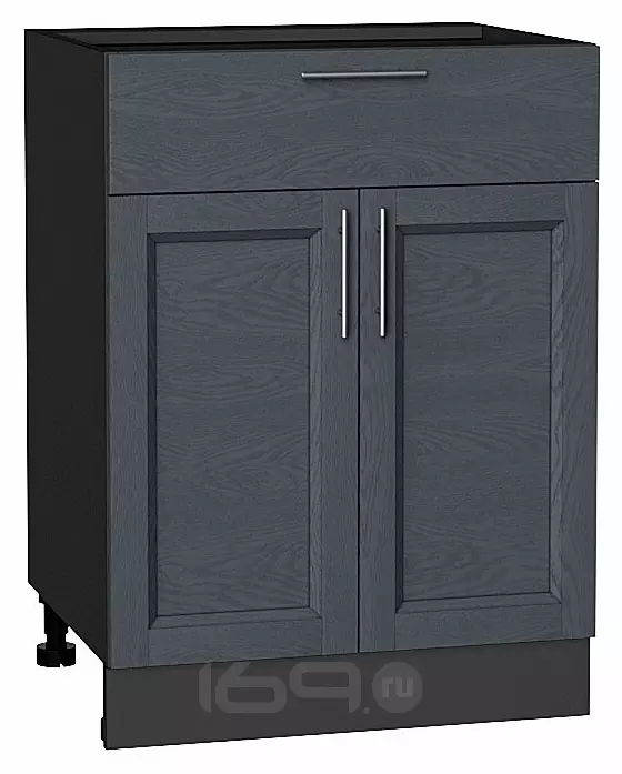 Шкаф нижний с 2-мя дверцами и ящиком Сканди Graphite Softwood Graphite 816*600*480