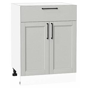 Шкаф нижний с 2-мя дверцами и ящиком Сканди Grey Silkwood/Белый 816*600*480