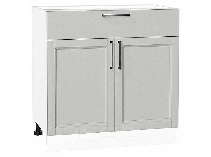 Шкаф нижний с 2-мя дверцами и ящиком Сканди Grey Silkwood/Белый 816*800*480