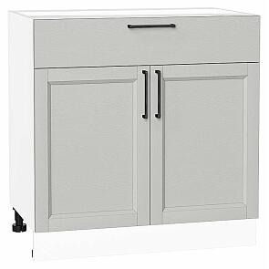 Шкаф нижний с 2-мя дверцами и ящиком Сканди Grey Silkwood/Белый 816*800*480