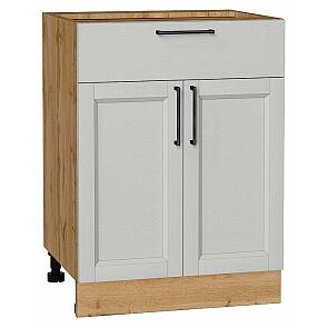 Шкаф нижний с 2-мя дверцами и ящиком Сканди Grey Silkwood/Дуб Вотан 816*600*480