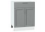 Шкаф нижний с 2-мя дверцами и ящиком Сканди Grey Softwood Белый 816*600*480