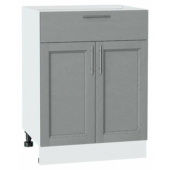 Шкаф нижний с 2-мя дверцами и ящиком Сканди Grey Softwood Белый 816*600*480