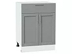 Шкаф нижний с 2-мя дверцами и ящиком Сканди Grey Softwood Белый 816*600*480