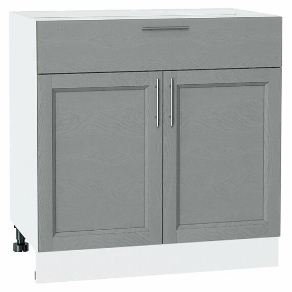 Шкаф нижний с 2-мя дверцами и ящиком Сканди Grey Softwood Белый 816*800*480