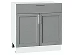 Шкаф нижний с 2-мя дверцами и ящиком Сканди Grey Softwood Белый 816*800*480