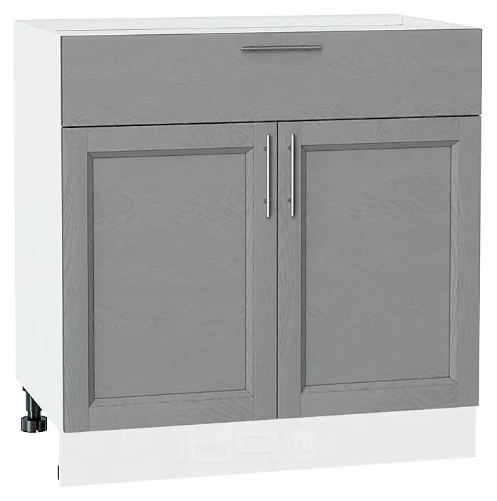 Шкаф нижний с 2-мя дверцами и ящиком Сканди Grey Softwood Белый 816*800*480
