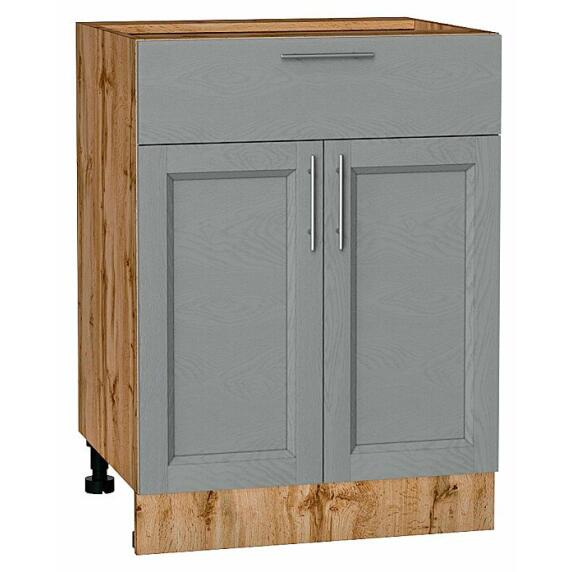 Шкаф нижний с 2-мя дверцами и ящиком Сканди Grey Softwood Дуб Вотан 816*600*480