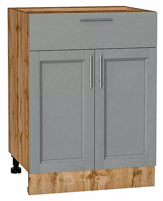 Шкаф нижний с 2-мя дверцами и ящиком Сканди Grey Softwood Дуб Вотан 816*600*480