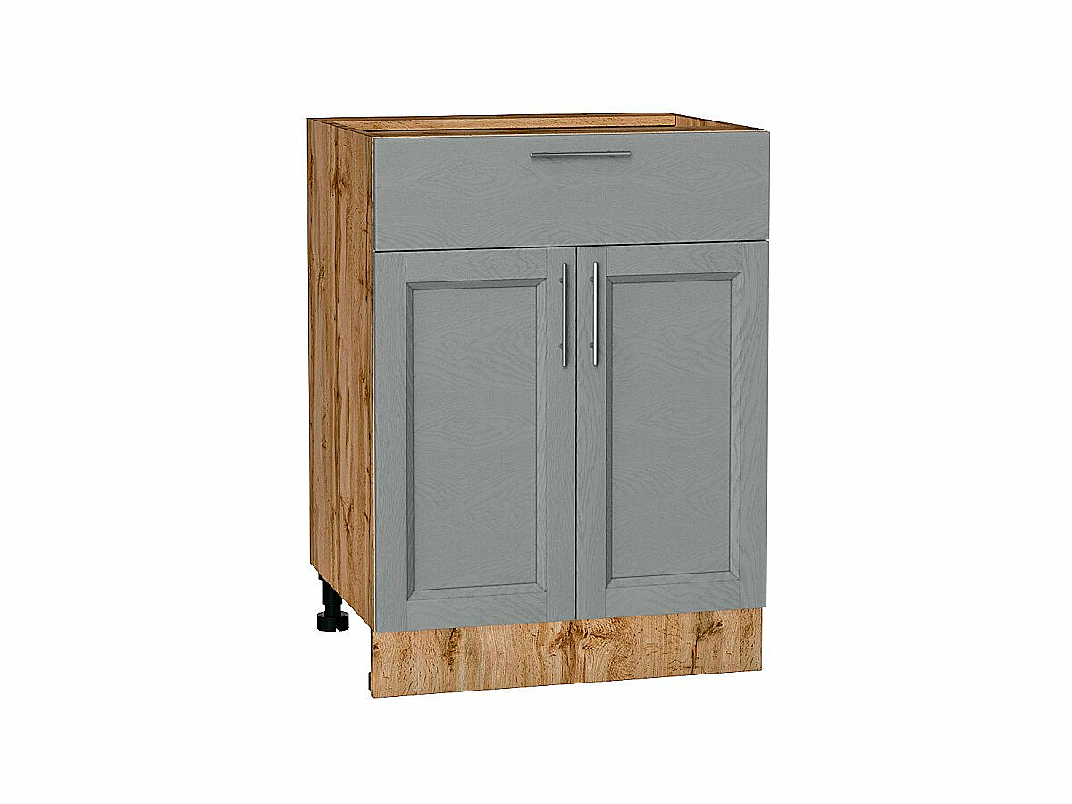 Шкаф нижний с 2-мя дверцами и ящиком Сканди Grey Softwood Дуб Вотан 816*600*480