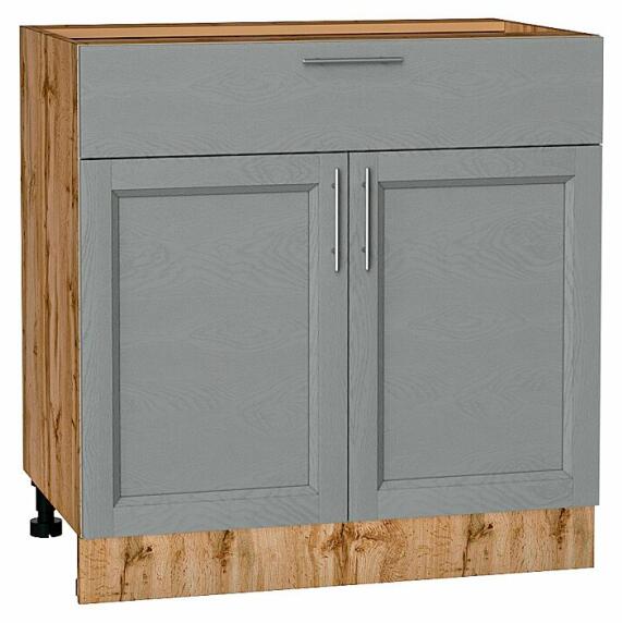 Шкаф нижний с 2-мя дверцами и ящиком Сканди Grey Softwood Дуб Вотан 816*800*480