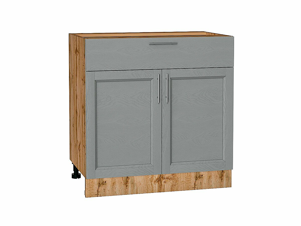 Шкаф нижний с 2-мя дверцами и ящиком Сканди Grey Softwood Дуб Вотан 816*800*480