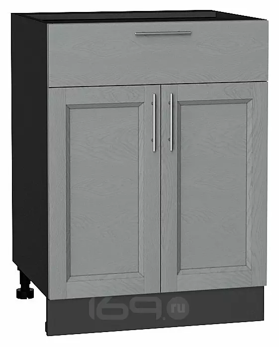 Шкаф нижний с 2-мя дверцами и ящиком Сканди Grey Softwood Graphite 816*600*480