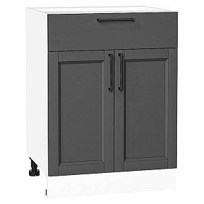 Шкаф нижний с 2-мя дверцами и ящиком Сканди Stormy Silkwood/Белый 816*600*480