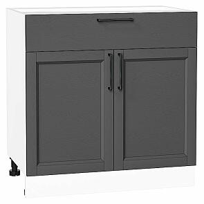 Шкаф нижний с 2-мя дверцами и ящиком Сканди Stormy Silkwood/Белый 816*800*480