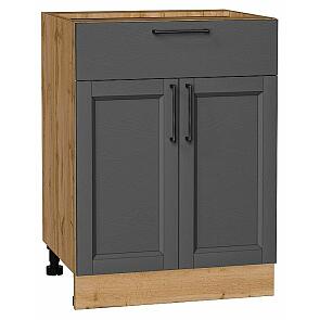 Шкаф нижний с 2-мя дверцами и ящиком Сканди Stormy Silkwood/Дуб Вотан 816*600*480