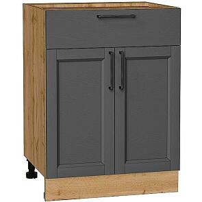 Шкаф нижний с 2-мя дверцами и ящиком Сканди Stormy Silkwood/Дуб Вотан 816*600*480