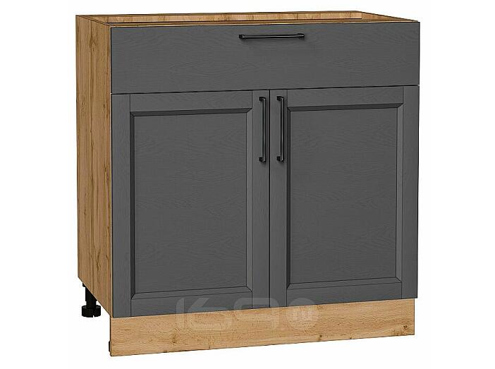 Шкаф нижний с 2-мя дверцами и ящиком Сканди Stormy Silkwood/Дуб Вотан 816*800*480