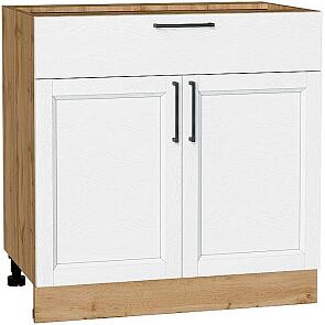 Шкаф нижний с 2-мя дверцами и ящиком Сканди White Silkwood/Дуб Вотан 816*800*480