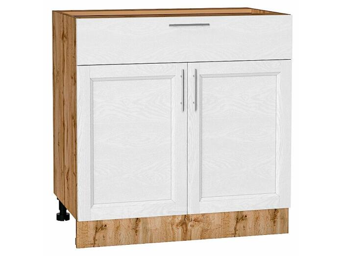 Шкаф нижний с 2-мя дверцами и ящиком Сканди White Softwood Дуб Вотан 816*800*480