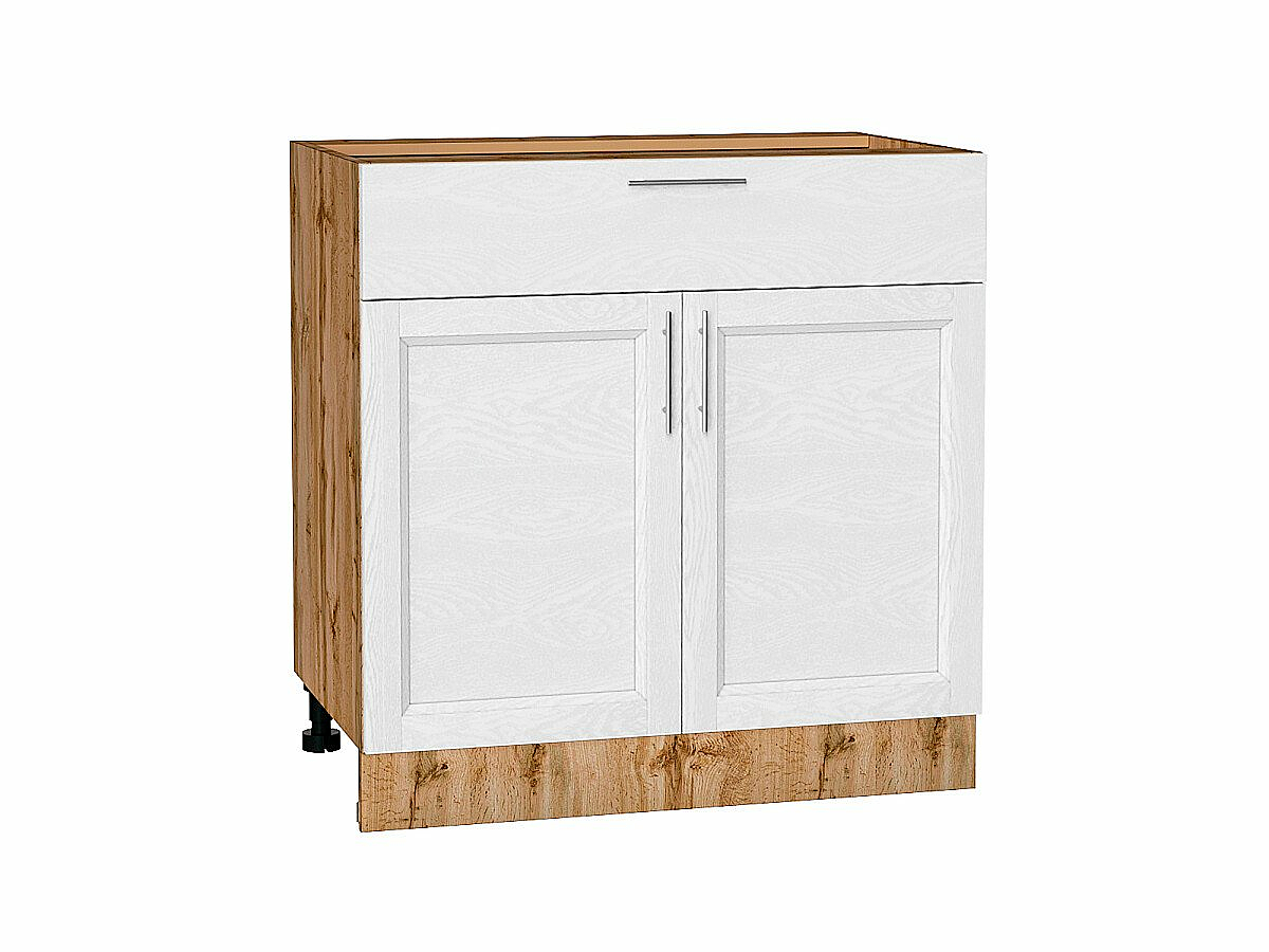 Шкаф нижний с 2-мя дверцами и ящиком Сканди White Softwood Дуб Вотан 816*800*480