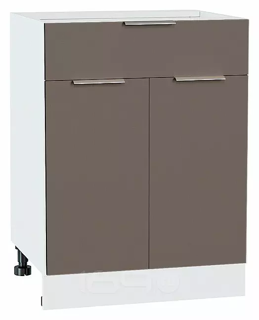 Шкаф нижний с 2-мя дверцами и ящиком Терра Смоки Софт Белый 816*600*478