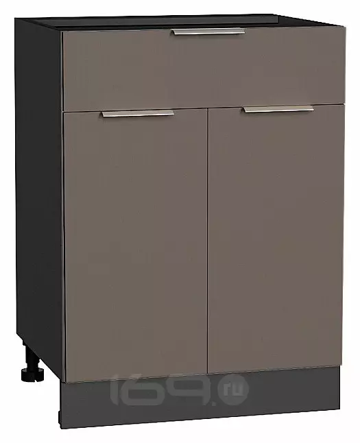 Шкаф нижний с 2-мя дверцами и ящиком Терра Смоки Софт Graphite 816*600*478