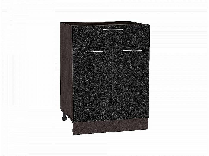Шкаф нижний с 2-мя дверцами и ящиком Валерия-М Черный металлик Graphite
