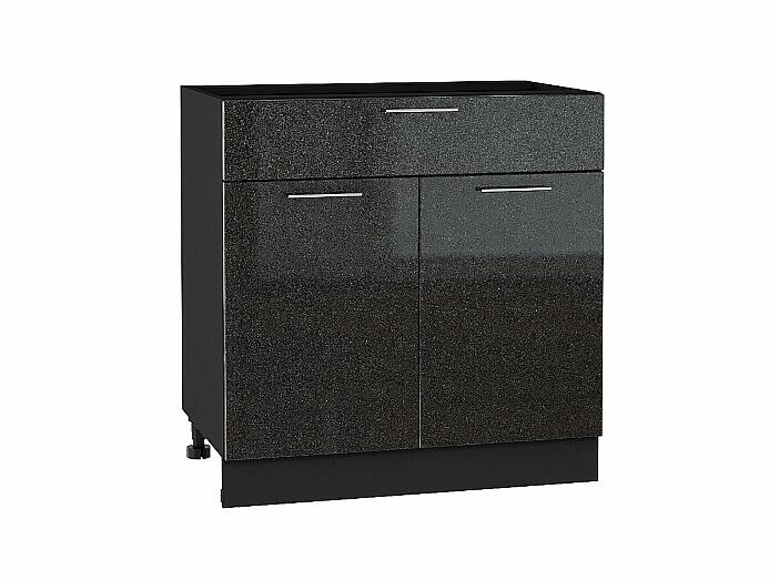 Шкаф нижний с 2-мя дверцами и ящиком Валерия-М Черный металлик Graphite