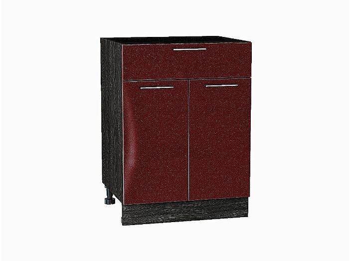 Шкаф нижний с 2-мя дверцами и ящиком Валерия-М Гранатовый металлик Graphite