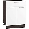 Шкаф нижний с 2-мя дверцами и ящиком Валерия-М Н 601М Белый глянец-Венге