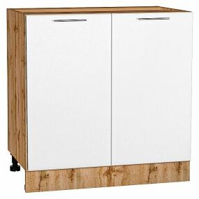 Шкаф нижний с 2-мя дверцами Валерия-М Белый металлик Дуб Вотан 816*800*478