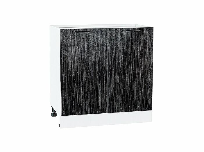 Шкаф нижний с 2-мя дверцами Валерия-М Черный металлик дождь Белый 816*800*478