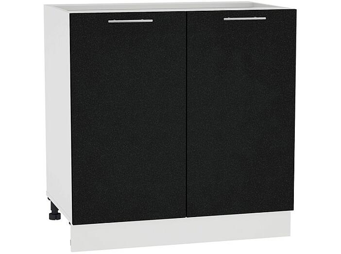 Шкаф нижний с 2-мя дверцами Валерия-М Н 800 Черный металлик-Белый