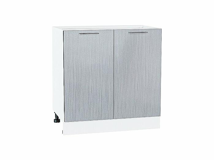 Шкаф нижний с 2-мя дверцами Валерия-М Серый металлик дождь светлый Белый 816*800*478