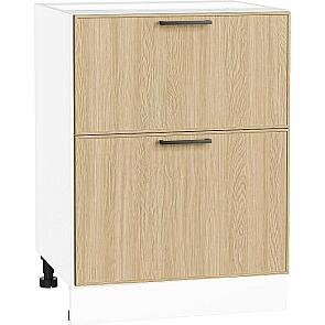Шкаф нижний с 2-мя ящиками Эйр Real Oak/Белый 816*600*480