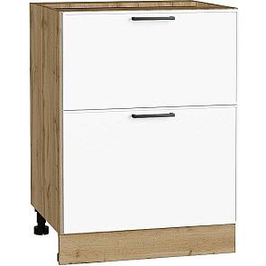 Шкаф нижний с 2-мя ящиками Эйр White Silk/Дуб Вотан 816*600*480