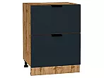 Шкаф нижний с 2-мя ящиками Евро Антрацит Дуб Вотан 816*600*478