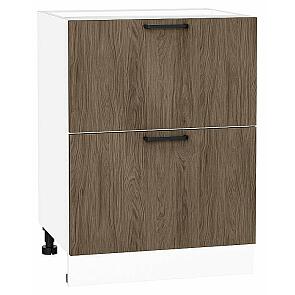 Шкаф нижний с 2-мя ящиками Флэт Brown Casella Oak 2S/Белый 816*600*478