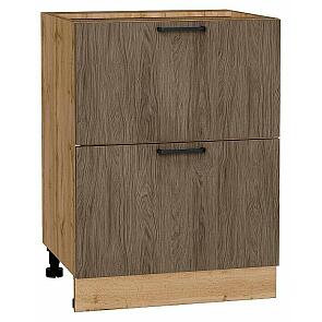 Шкаф нижний с 2-мя ящиками Флэт Brown Casella Oak 2S/Дуб Вотан 816*600*478