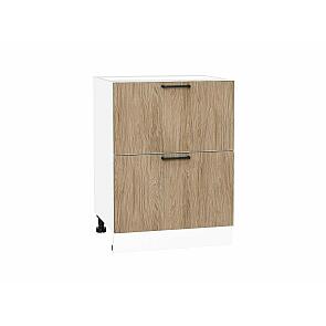 Шкаф нижний с 2-мя ящиками Флэт Natural Casella Oak 2S/Белый 816*600*478