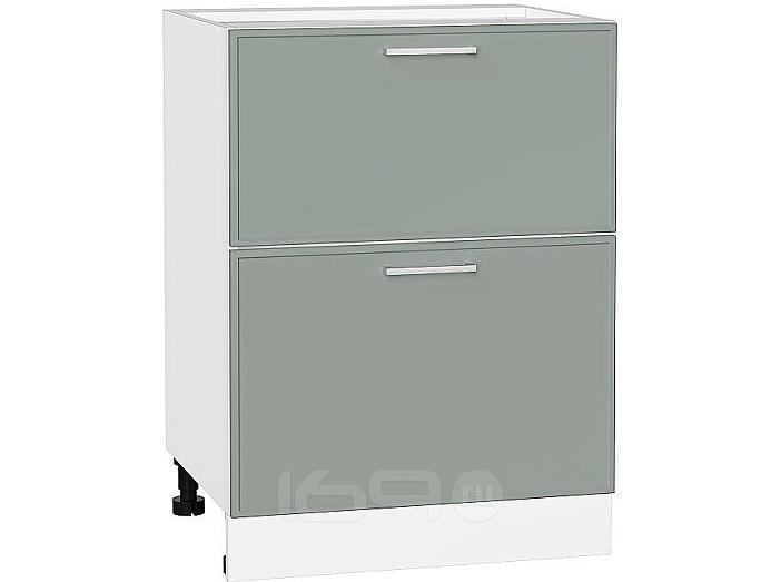 Шкаф нижний с 2-мя ящиками Квадро Аквамарин/Белый 816*600*481