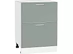 Шкаф нижний с 2-мя ящиками Квадро Аквамарин/Белый 816*600*481