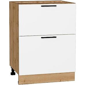 Шкаф нижний с 2-мя ящиками Лайт Special White/Дуб Вотан 816*600*478