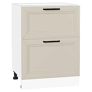 Шкаф нижний с 2-мя ящиками Нео Cream Silk/Белый 816*600*480