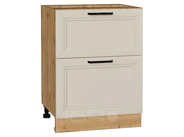Шкаф нижний с 2-мя ящиками Нео Cream Silk/Дуб Вотан 816*600*480