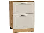 Шкаф нижний с 2-мя ящиками Нео Cream Silk/Дуб Вотан 816*600*480