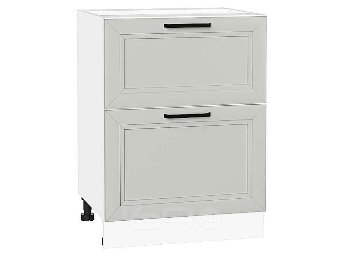Шкаф нижний с 2-мя ящиками Нео Grey Silk/Белый 816*600*480