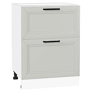 Шкаф нижний с 2-мя ящиками Нео Grey Silk/Белый 816*600*480