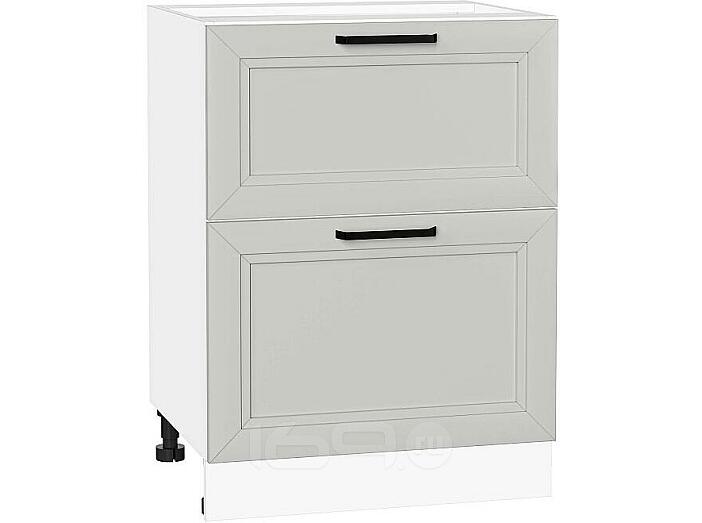 Шкаф нижний с 2-мя ящиками Нео Grey Silk/Белый 816*600*480